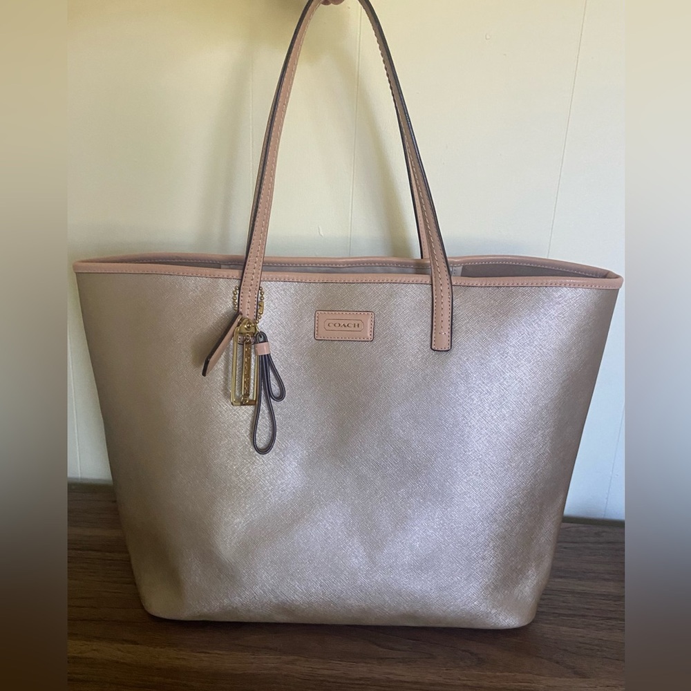 Coach Shimmering Gold and Tan Tote